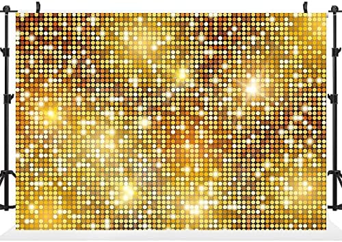 Hilioens 5 × 3ft ouro feliz aniversário Glitter Glitter Golden Bokeh Abstract Background Backmed Wedding Anniversary Aposentadoria