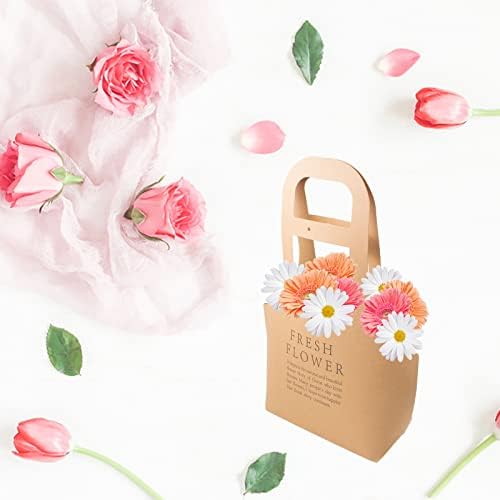 Dfyouhome 10 pacote kraft papel bolsas de presente de flor de florista Bouquet Bolsa com sacolas de manuseio para decoração