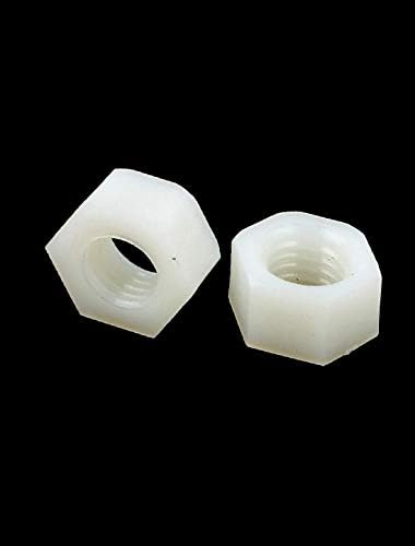 X-Dree 10pcs métrica m10x1.5mm nylon fisário hexágono hexágono porcas brancas (métrica de 10pcs m10x1.5mm nylon fixador hexagon hexagonal nozes cheias blanc-o