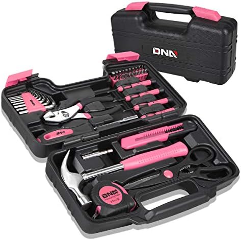 Motorização de DNA rosa 39 PCS Kit de ferramentas portátil Caixa de ferramentas da mão de mão geral Chave de fenda Chave