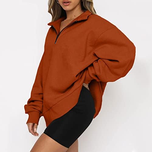 Roupas de inverno feminino Moda casual Manga longa Cor zíper de coloras de moletom top