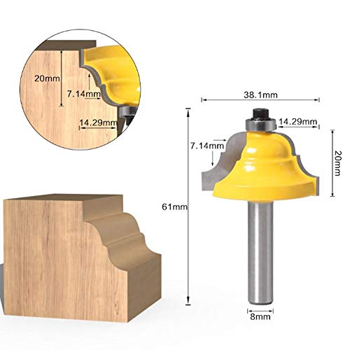 Ftvogue 8mm haste dupla ogee de roteador romano bit Ferramenta de moagem de madeira [8*38,1mm], cortador de moagem