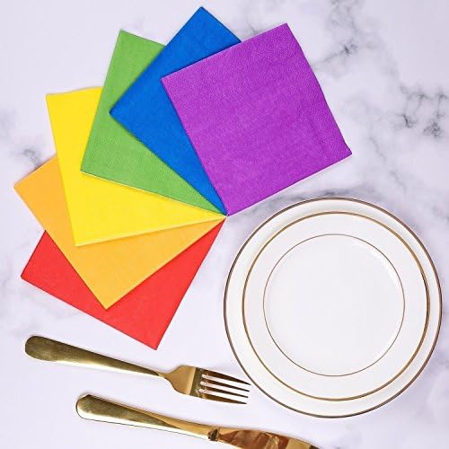 120 peças Multicolor Rainbow Cocktail Paper Bebida Automuloso Guardanapo 2 PLY para decoração de festa