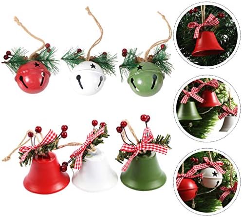 Ornamentos caseiros de nuobesty 6pcs de Natal pendurados sinos ornamentam árvore de Natal pendurada jingle sino pingente de Natal decorações de casa decorações do Papai Noel