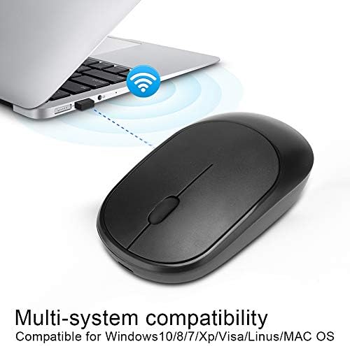 Mouse sem fio POMOA, 2.4g mouse sem fio Bluetooth recarregável USB sem fio Silent Ultra-Thin Mouse Compatível para Windows