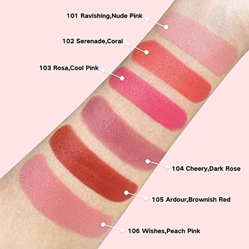 Paminify Blush Beauty Wand, Matte Face Blush Contour Wand com Aplicador de Almofada, Varda de blush líquido líquido e cremoso, Blush Rouge Blush Blush Stick para bochecha, sem crueldade, 104 alegre, rosa escura