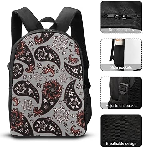 Paisley Pattern School Backpack Conjuntos para Student Fo Cute Impresso Bookbag Conjunto com lancheira isolada e caixa de lápis