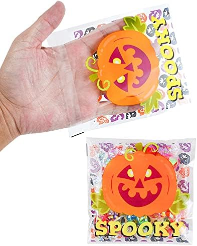 150 PCs Halloween Sacos de tratamento de celofane, Halloween Bolsa de biscoito de Halloween Consesso Mini sacos de biscoito