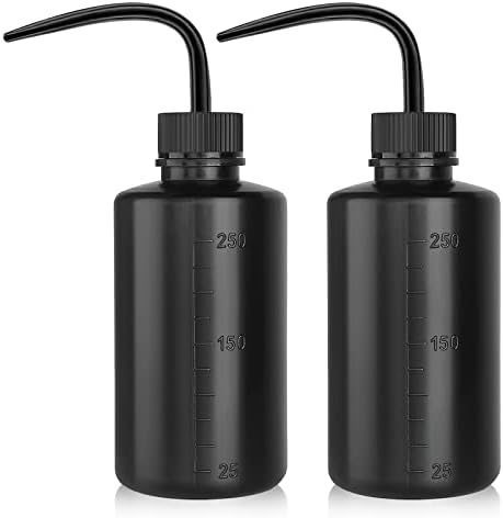 Wash Bottle 2pcs 250ml/8oz garrafas de segurança Ferramentas de rega, garrafa de limpeza de lavagem de plástico econômico com rótulos estreitos de escala na boca para irrigação médica Garrafa de lavagem de lavagem