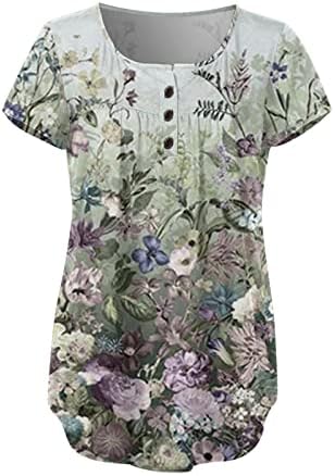 Tshirts for Women Loose Fit, 2023 Summer Casual Casual Manga curta T Camisetas Floral Teas fofas Tamart Blushs Trendy