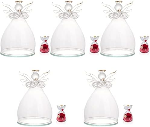 Yard We 5pcs decorativo com estátua natal ele cloche cloche cúpula leve encantou sino preservado imortal clear polegl relógio de rosa em forma de rosa presentes namorados casos eternos display de decoração de vidro Centro de decoração