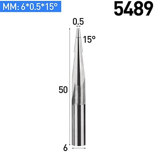 Huhao 3pcs Gravura de carboneto V Bit de corte de ranhura 2 flauta straig 6mm hastes de 0,5 mm de 15 graus CNC Router Tool