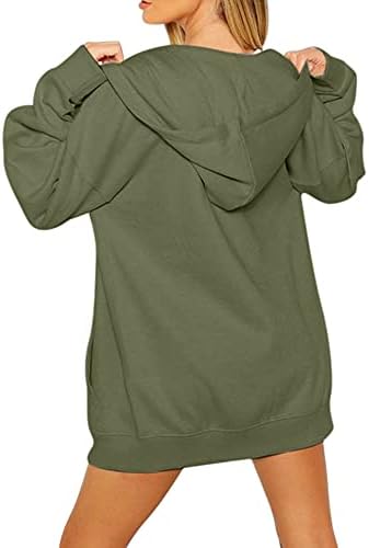 Feminino Full Full Up Hoodies de manga longa de moletons casuais de grandes dimensões com bolsos