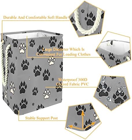 Pata de cachorro Imprimir cesto de lavanderia cesto Organizador retangular dobrável para adultos unissex adultos, meninos, caixas de