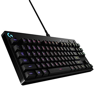 Teclado de jogo mecânico Logitech G Pro, 16,8 milhões de cores RGB Backlit Keys, Ultra Portable Design, Cabo Micro USB destacável