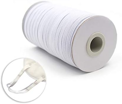 Banda elástica trançada branca de 1/4 ”para costura - 65 jardas de comprimento, corda elástica de 6 mm/cordão elástico de elástico