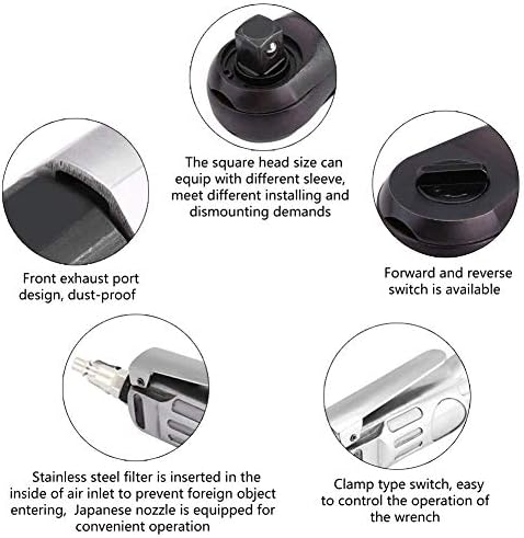 Fydun 1/2 ”Air Ratchet- Auto Ratchet Chave de catraca de 1/2 polegada 12,5 mm de serviço pesado Air Ratchet Chave de