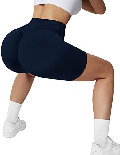 A Agroste Women Women Cross Workout Shorts com bolsos de 5 Scrunch Butt Shorts Booty High Saly Yoga Biker Short