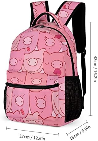 Mochila casual porcos rosa diário diário viajar mochila de grande capacidade