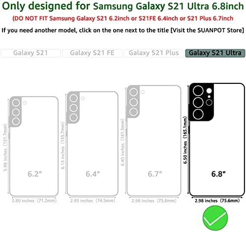 Suanpot para Samsung Galaxy S21 Ultra 6,8 Com o titular de cartão de crédito da carteira de couro de bloqueio de RFID, capa
