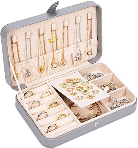 Caixa de jóias Kcy para mulheres meninas, caixa de jóias de pequenas viagens, caixa de armazenamento de jóias portáteis