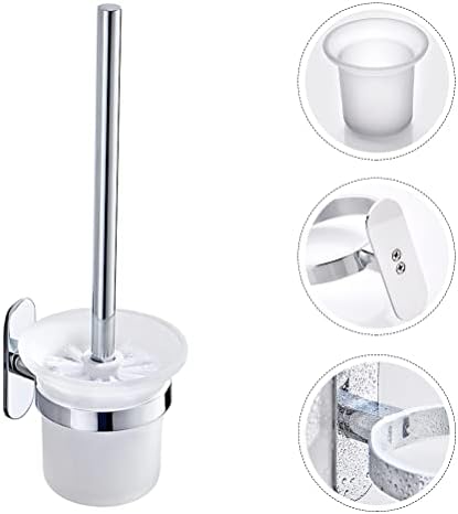 Cabilock Copo de vidro conjunto Stand de metal Acessórios para banheiros azuis 1 conjunto de escova de vaso sanitário de montagem