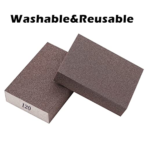 Sunxeke 6pcs Lixando esponja 120 blocos finos de areia para lixamento de metal lixando painéis de panela de panela lavável