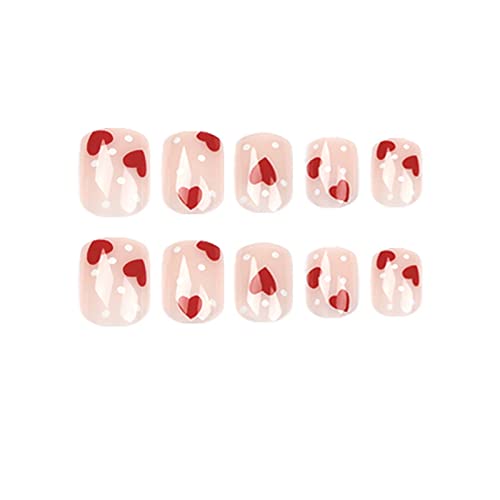 Unhas formas de bolinha branca ponto vermelho amor unha usa unhas aprimoramento de unhas acabadas unhas falsas removíveis 5ml unhas