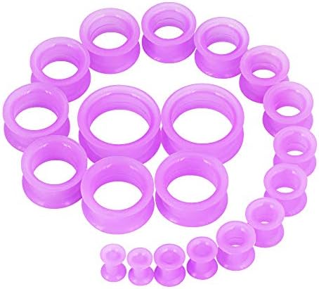 LongBeauty 20pcs Tunnels Kit 2G-1 Silicone Ear Garas Skin Mulges Plugs Expander de alongamento