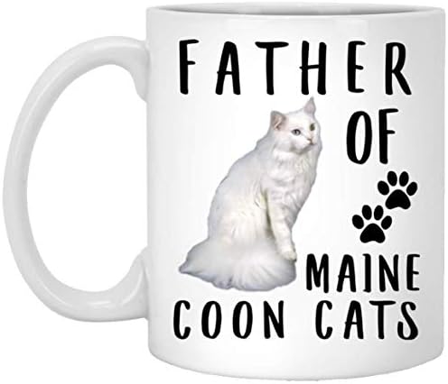 Lovesout Funny Pai de uma caneca branca de gato de Maine Coon para homens Christmas 2023 Presentes White Coffee Caneca 11oz
