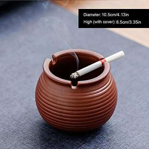 Queenbox Ashtray, porta -cinzas de mesa retro em cerâmica com tampas para decoração de escritório em casa de uso