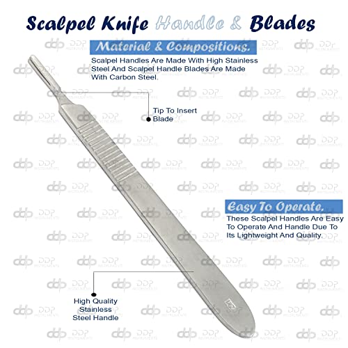 Blades de bisturi ddp 10 inclui 3 alça de metal - adequada para dermaplaning, artesanato, instrumentos/pacote de equipamentos