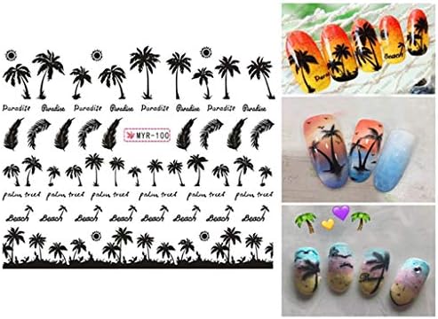 Sootop Ocean Surf Manicure Tree Tree Tree Sticker Coconuts Designer de unhas de acrílico de unhas de unhas de vento