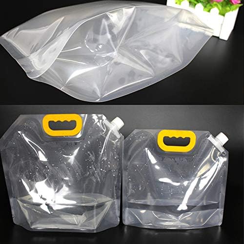 Raynag 5l Bolsas de licor plástico 5L Bolsas de bico líquido stand-up Bolsas de bebidas de bebidas de bebidas dobráveis, abastecimento de água de emergência para viagem, 2 pacote