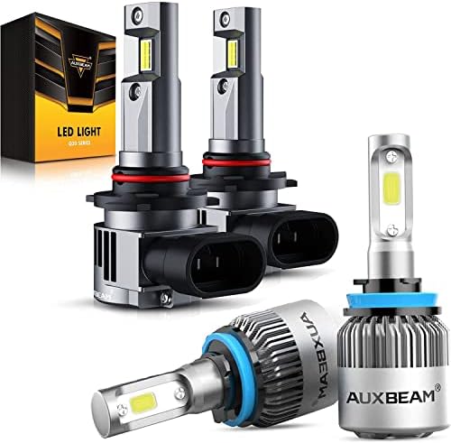 AuxBeam 9012 H11 Kits de conversão de lâmpadas LED combo, kit de lâmpadas LED extremamente brilhantes 6500K Xenon White,