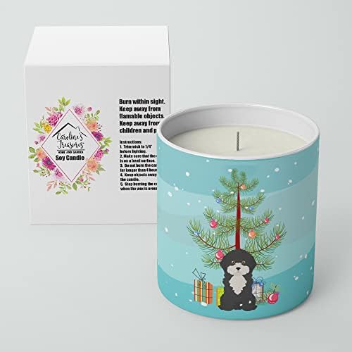 Tesouros de Caroline CK3497CDL Black and White Chipre Poodle Árvore de Natal 10 oz Candle de soja Decorativa, Soja Natureza Cera