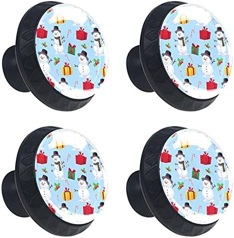 Kaido Christmas Snowman Padrão Padrão fofo Padrejas de gaveta 4 peças botão redondo de armário com parafusos adequados para o banheiro em casa Móveis de guarda -roupa de quarto