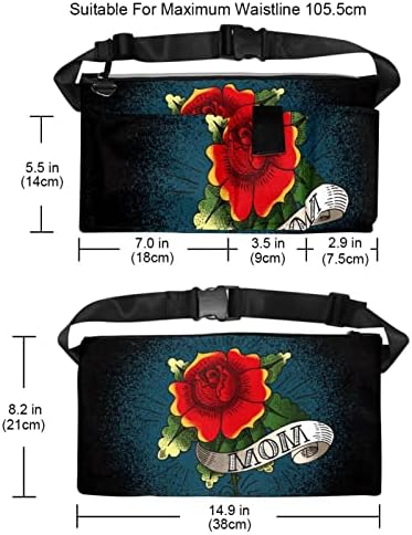 Tattoo Art Rose Flower Fanny Pack com bolsos de 4 zíper, presentes para desfrutar de treinos de esportes que viajam com a cintura