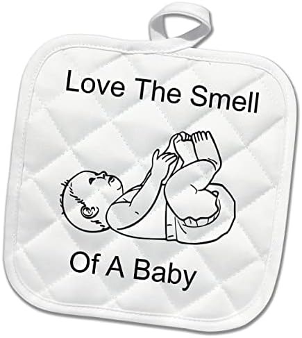 Imagem 3drose de bebê pequeno com palavras amam o cheiro de um bebê - Potholders