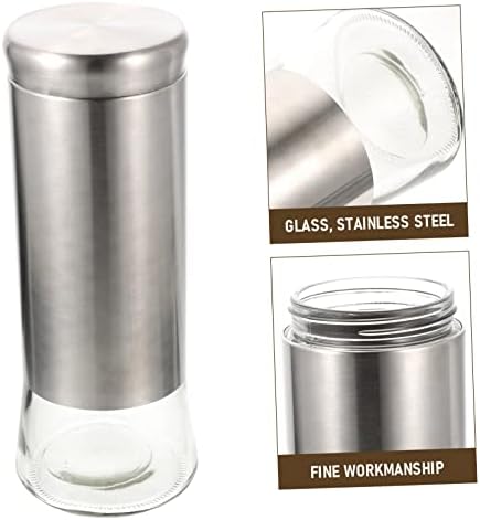 Recipientes de vidro de jar selados luxshiny com tampas recipientes de lanche de vidro recipientes de aço inoxidável com tampas de alimentos armazenamento de armazenamento redondo recipiente de lata