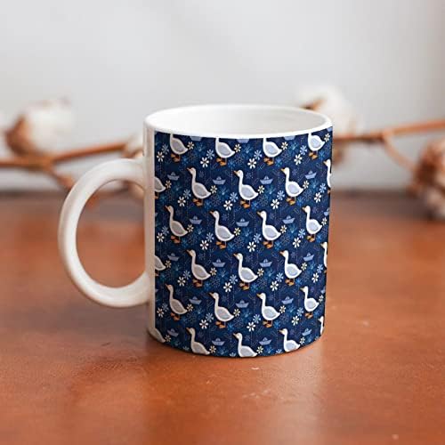 Gansos flores e barcos de papel imprimem caneca caça de café Cerâmica xícara de chá engraçado para escritório casa homens