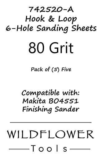 Ferramentas Wildflower 742520-A Hook & Loop 6 buracos lençóis, 80 coragem