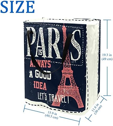 PARIS EIFFEL TOWER CARTO TORRE PRIMENTO DE LAPUNIDA COLENTSBLE, 60L Cestas de lavanderia à prova d'água Lavagem de roupas de roupas