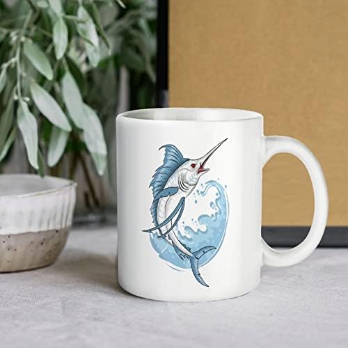 Angler peixe marlin impressão caneca cafeting cafetbler de chá de chá de chá engraçado para escritório casa homens homens 11 oz