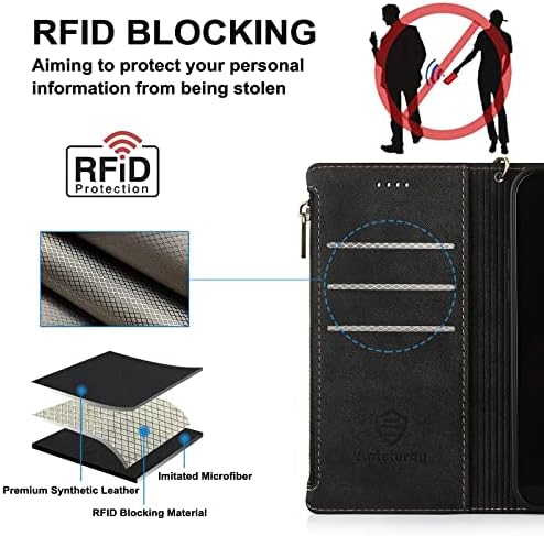 Antsturdy para iPhone 13 Pro 6.1 Caixa da carteira [bloqueio de RFID] PU FLIP FOLIO FOLIO