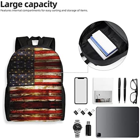 EWMAR American Flag USA Plank Plank Facil de uma mochila de mochila estampada Full Mackpack Backpack de computador à prova