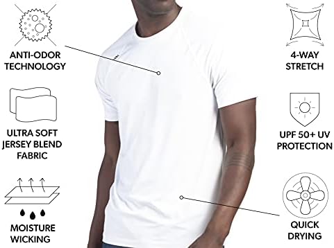Camisa de treino de manga curta dos homens Rhone, anti-odor, wicking de umidade, tecnologia rápida seca