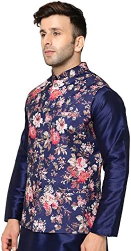 Pijama Kurta de seda masculina de Crocon com casaco impresso de casaco indiano de casamento étnico Kurta para homens