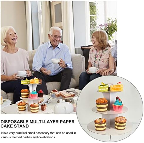 Toyvian Cake Platter 2pcs Bolo de papel suporte de 3 camadas de papelão cupcake stand reutilizável rack de exibição para casamento