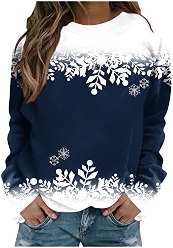 JjHhaevdy Mulheres fofas Funny Snowman Swewelts Feliz Christmas Graphic Tops soltos Camisetas impressas de manga comprida